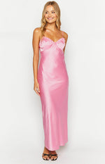 Mallory Pink Satin Maxi Dress Image