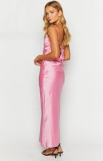 Mallory Pink Satin Maxi Dress Image