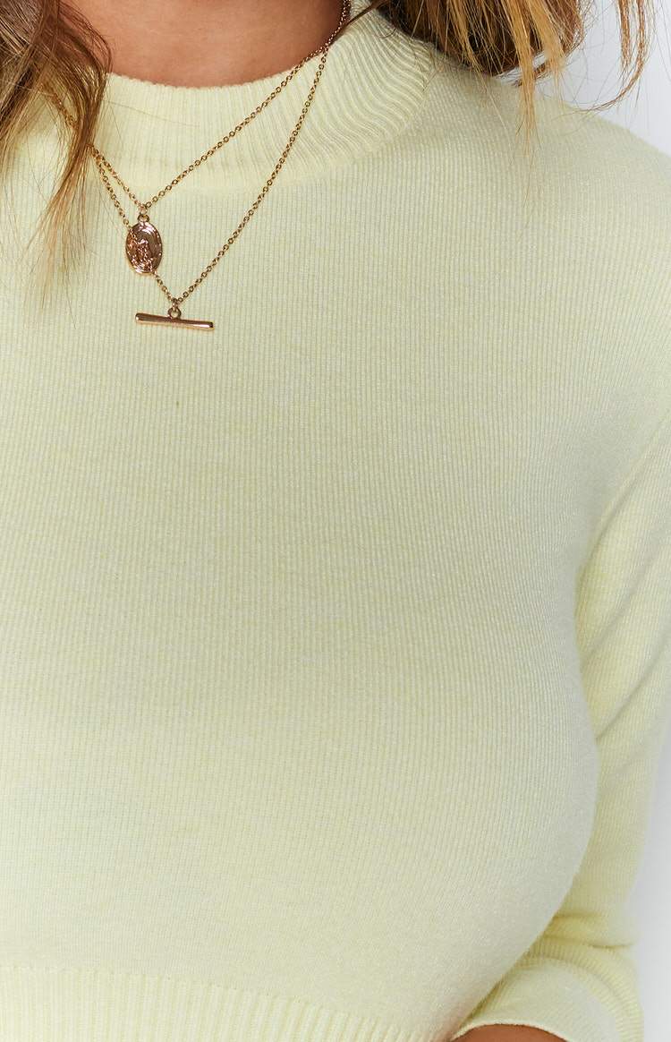 All Mine Long Sleeve Knit Crop Yellow Image