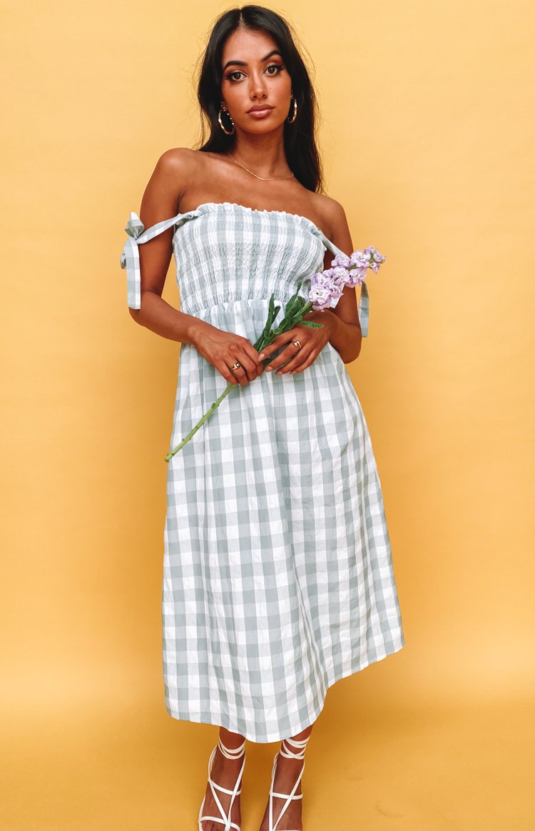 Annette Midi Dress Green Gingham Image