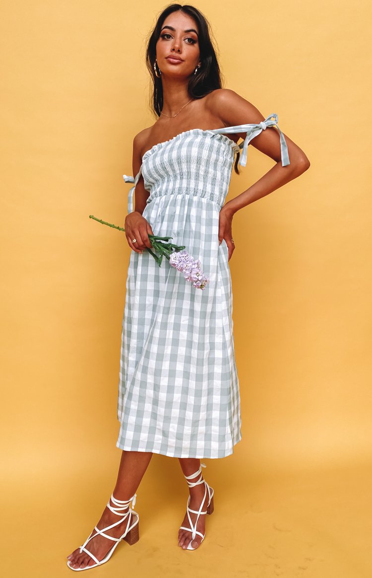 Annette Midi Dress Green Gingham Image