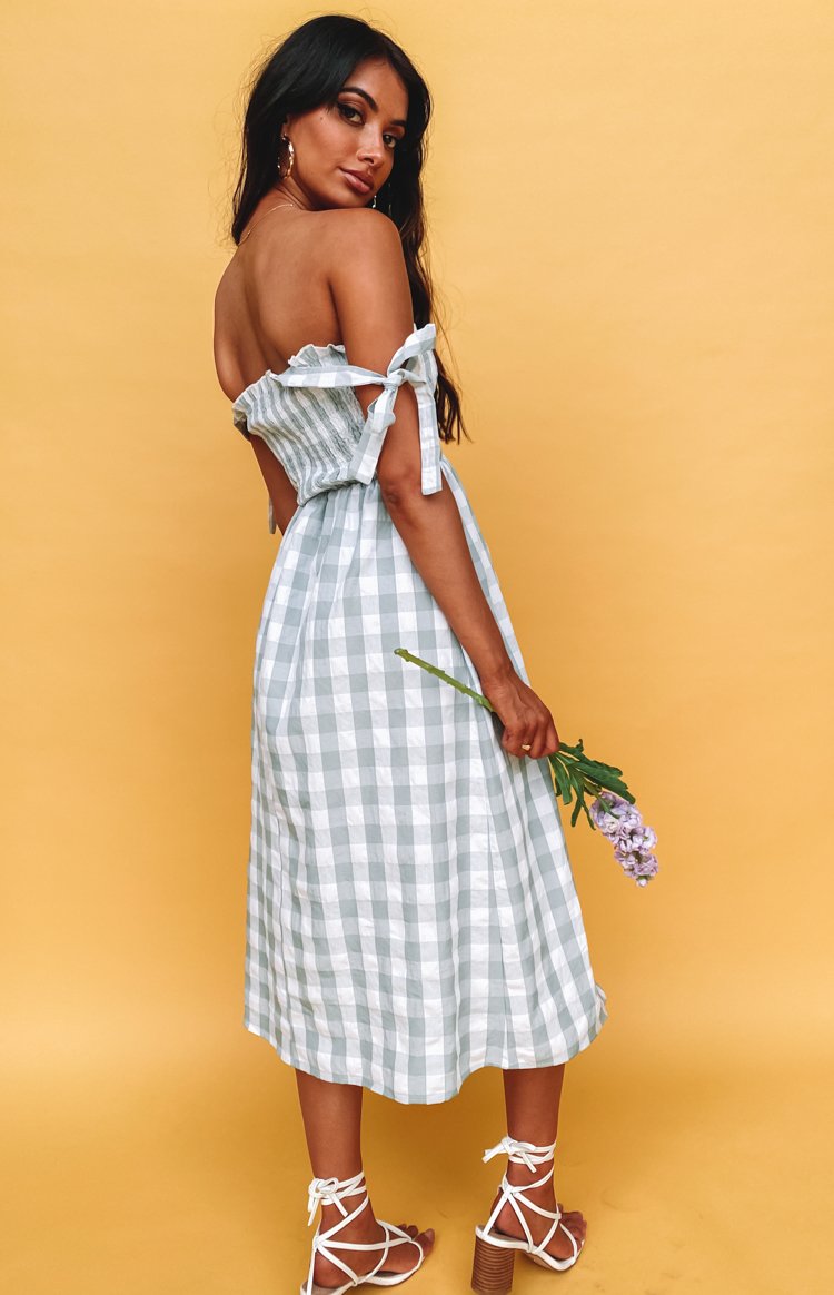 Annette Midi Dress Green Gingham Image