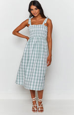 Annette Midi Dress Green Gingham Image