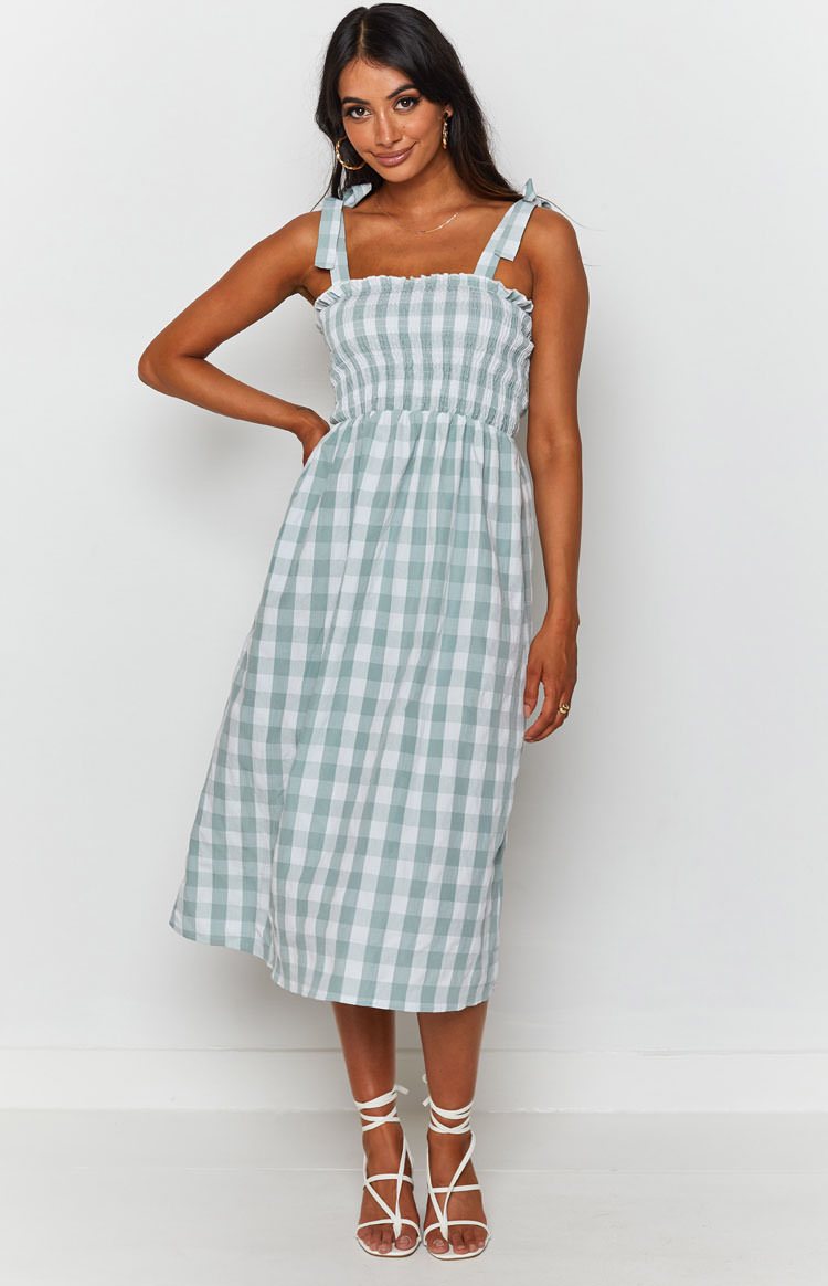 Annette Midi Dress Green Gingham Image