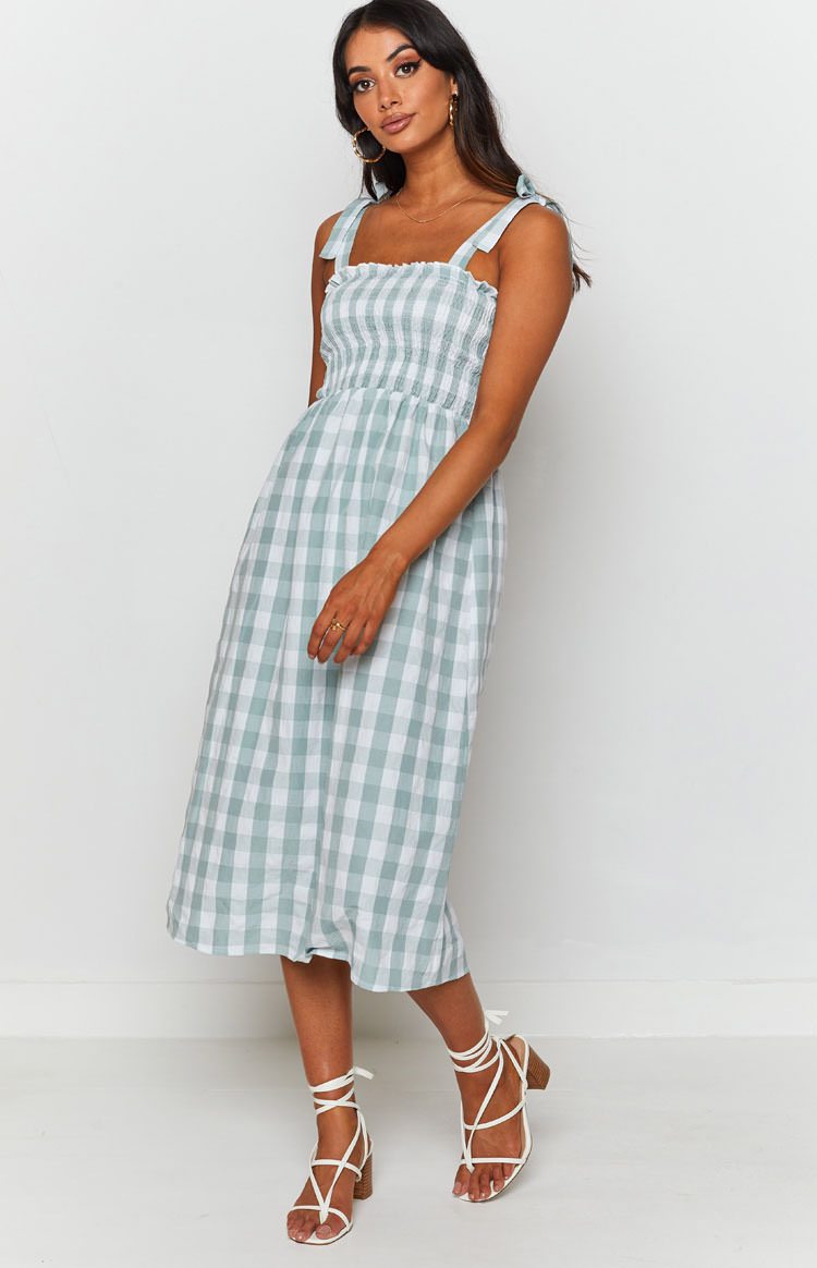 Annette Midi Dress Green Gingham Image
