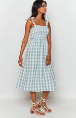 Annette Midi Dress Green Gingham Image