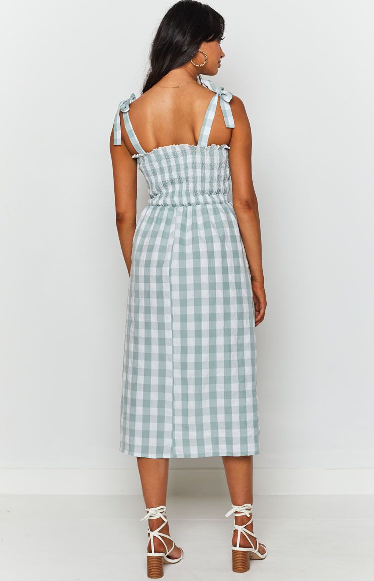 Annette Midi Dress Green Gingham Image
