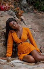 Cleo Crochet Dress Mustard Image