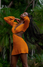 Cleo Crochet Dress Mustard Image