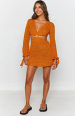 Cleo Crochet Dress Mustard Image