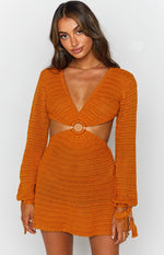 Cleo Crochet Dress Mustard Image