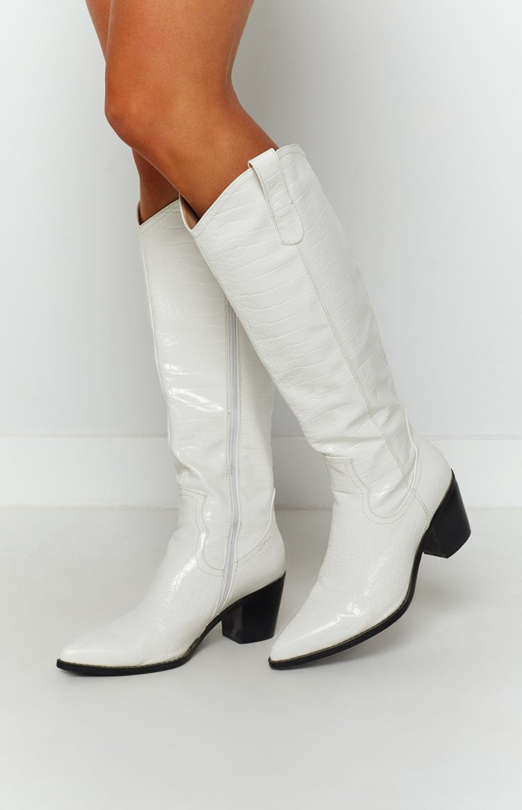 Hotel California Boots White Croc Image