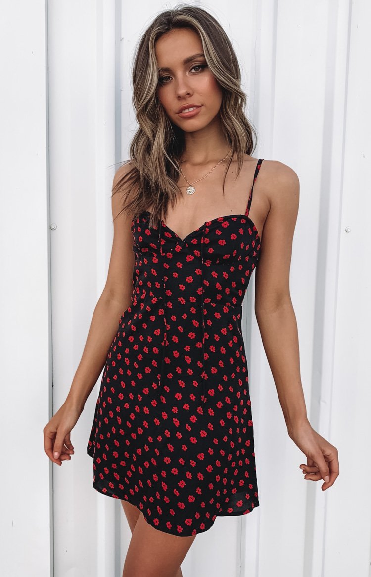 Joleen Dress Black Red Floral Image