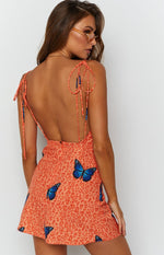 Your LA Catch Cowl Neck Mini Dress Orange Leopard Image