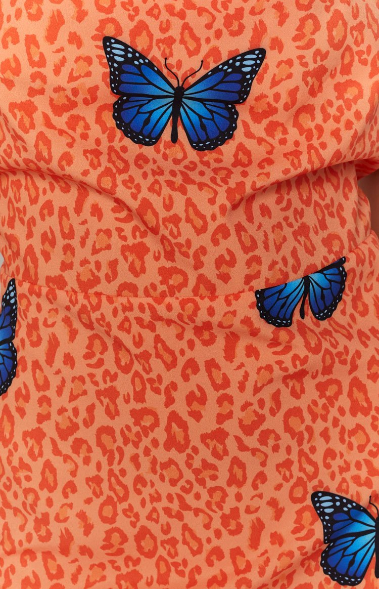 Your LA Catch Cowl Neck Mini Dress Orange Leopard Image
