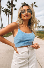 Santa Rosa Fluffy Crop Top Blue Image