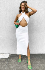 Sofia Halter Midi Dress White Image