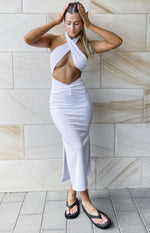 Sofia Halter Midi Dress White Image