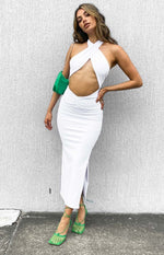 Sofia Halter Midi Dress White Image
