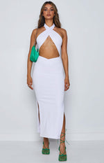 Sofia Halter Midi Dress White Image