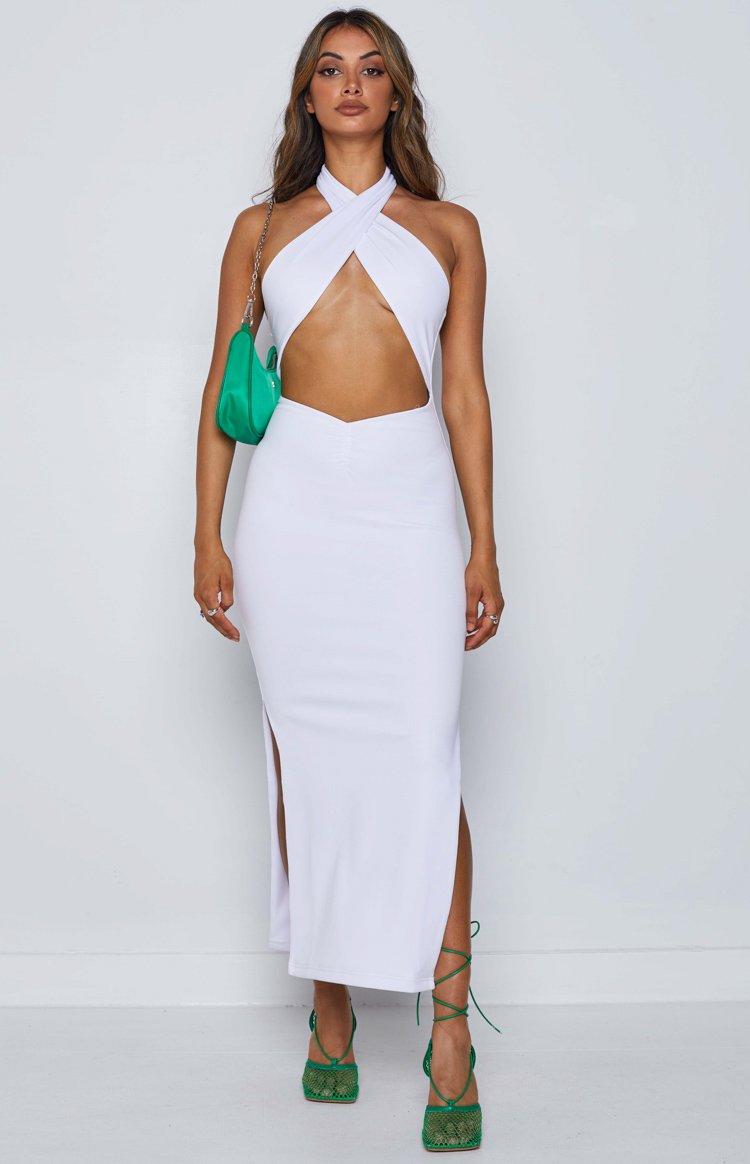 Sofia Halter Midi Dress White Image