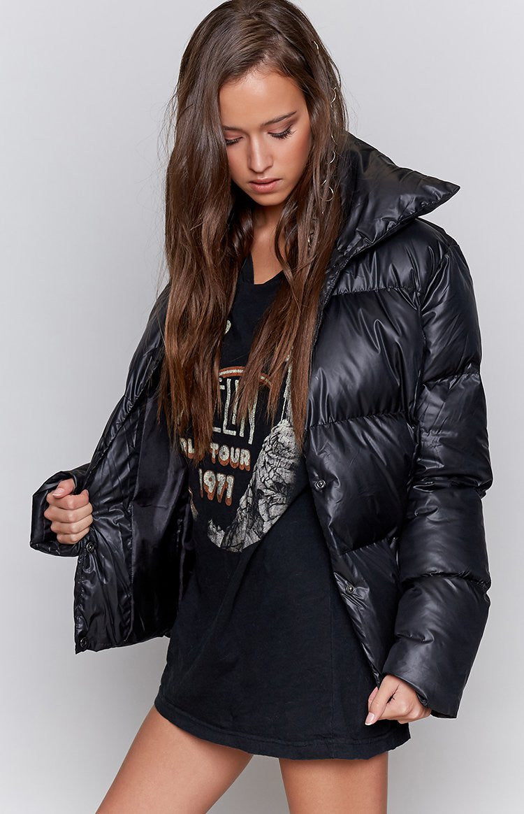 Backstreet Puffer Bomber Jacket Black Image