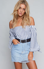 Finetti Top Navy and White Stripe Image