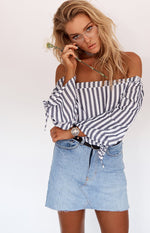 Finetti Top Navy and White Stripe Image
