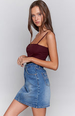 MinkPink Star Crossed Denim Skirt Light Vintage Image