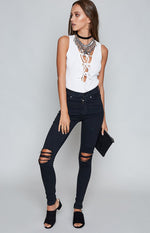 Dr. Denim Lexy Jeans Black Ripped Knees Image