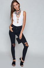 Dr. Denim Lexy Jeans Black Ripped Knees Image