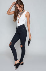 Dr. Denim Lexy Jeans Black Ripped Knees Image