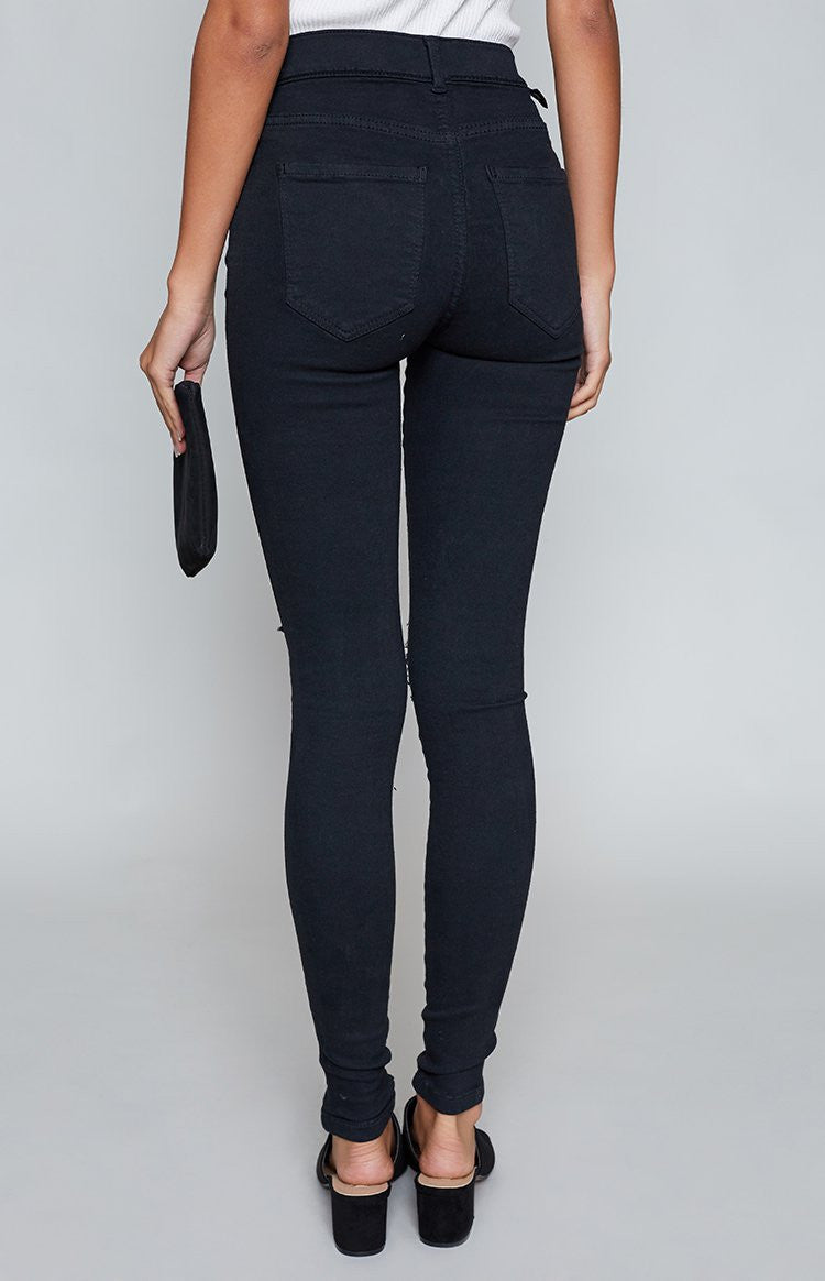 Dr. Denim Lexy Jeans Black Ripped Knees Image