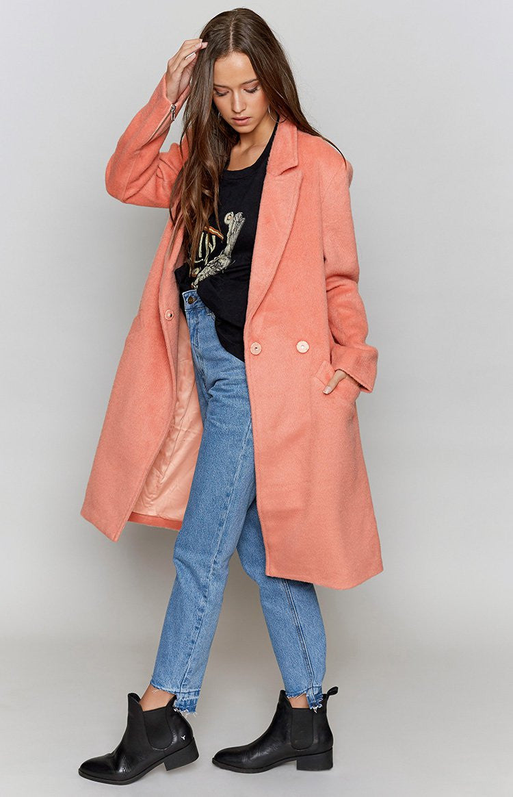 MinkPink Fearless Wool Coat Pink Image