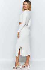 Solara Ribbed Midi Skirt White Image