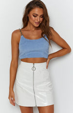 Verdugo Zip Front Mini Skirt White Croc Image