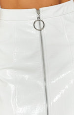 Verdugo Zip Front Mini Skirt White Croc Image