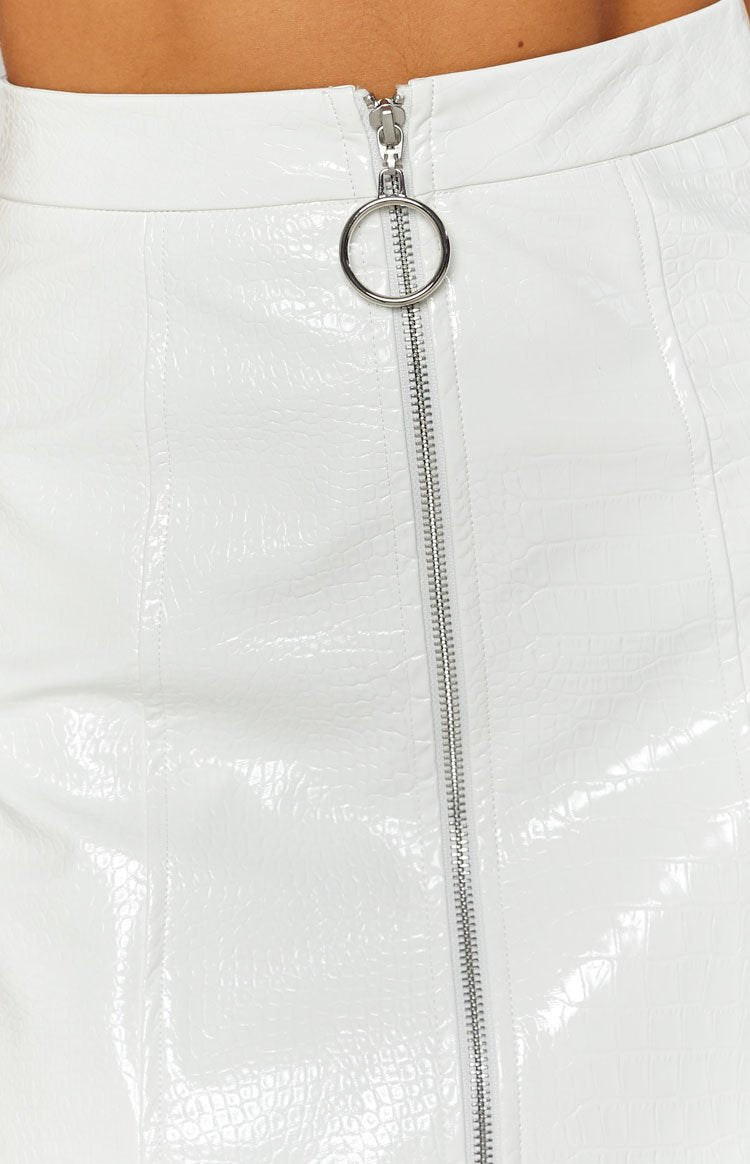 Verdugo Zip Front Mini Skirt White Croc Image