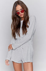 MinkPink Pioneer Playsuit Beige Stripe Image